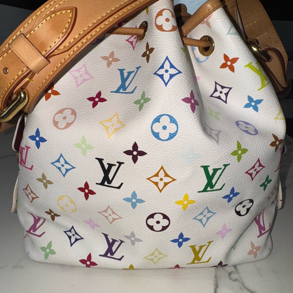 Louis Vuitton x Murakami White Multicolor Petit Noe Bag - Picture 9 of 12